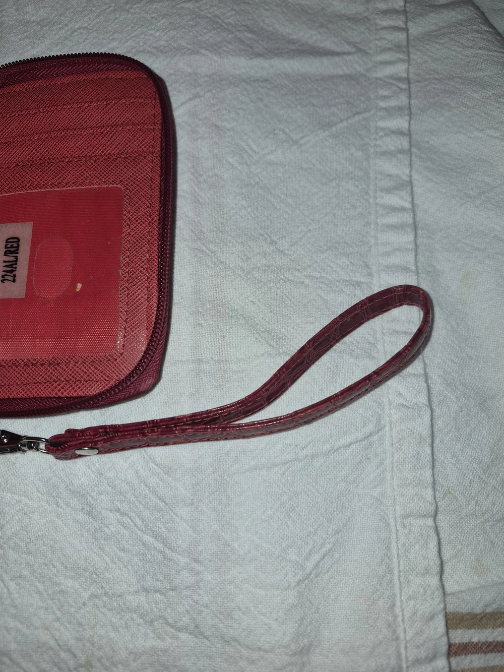Red Croc-Texture Wristlet Phone Case - Unbranded